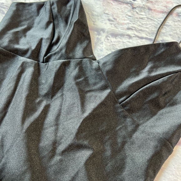 NEW Timing women’s Small Thong Satin Spandex spaghetti strap black bodysuit NWO - Picture 7 of 11